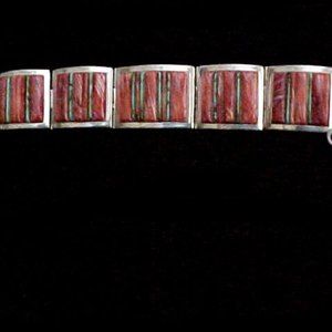 Sterling Silver Spiny Oyster & Turquoise Bracelet